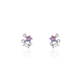 Boucles D'oreilles Puces Pantaleon Argent Blanc Opale - Boucles d'oreilles fantaisie Femme | Histoire d’Or