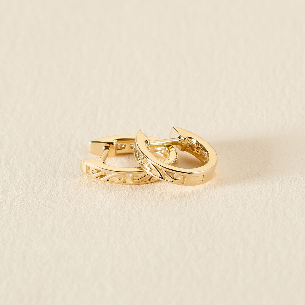 Cr&eacute;oles Or Jaune Aaren Diamants - Boucles d'oreilles cr&eacute;oles Femme | Histoire d&rsquo;Or