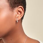 Cr&eacute;oles Trait D'union Argent Rhodi&eacute; Oxyde De Zirconium - Boucles d'oreilles cr&eacute;oles Femme | Histoire d&rsquo;Or