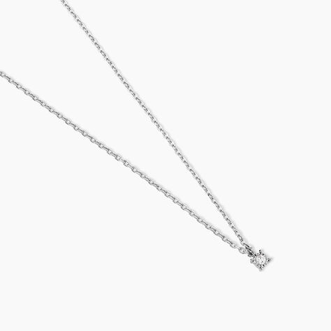 Collier Mei Or Blanc Diamant - Bijoux Pierres Pr&eacute;cieuses Femme | Histoire d&rsquo;Or