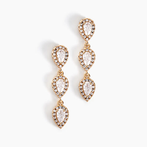 Boucles D'oreilles Pendantes Shiny Drops Plaqué Or Oxyde Zirconium - Boucles d'oreilles pendantes Femme | Histoire d’Or