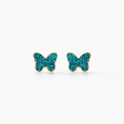 Boucles D'oreilles Puces Solena Papillon Or Jaune - Clous d'oreilles Enfant | Histoire d&rsquo;Or