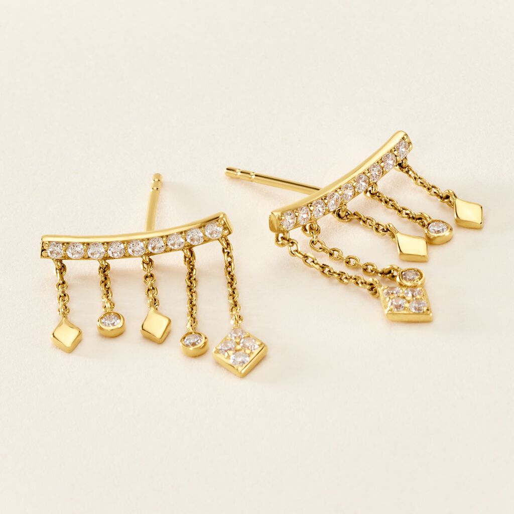Boucles D'oreilles Pendantes Eclat D'etoile Or Jaune Oxyde - Boucles d'oreilles pendantes Femme | Histoire d’Or