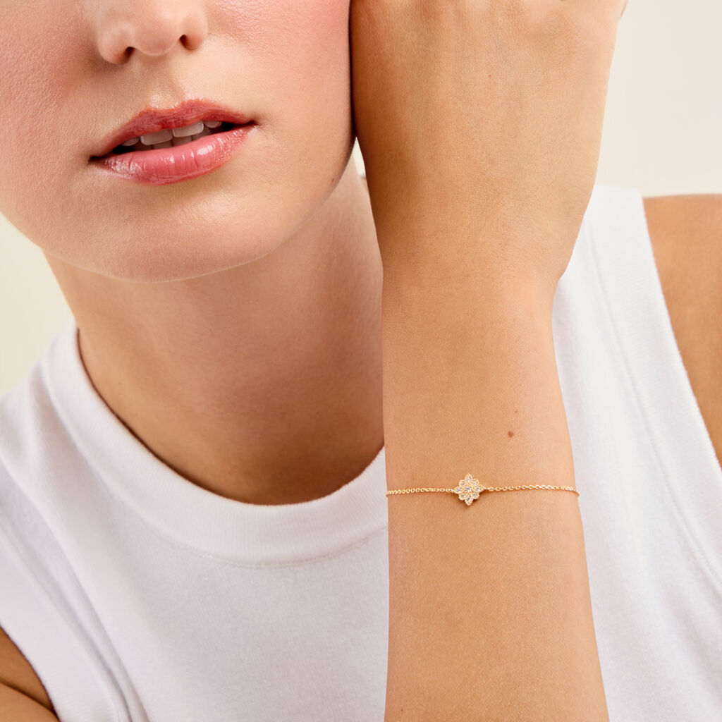 Bracelet Dainty Plaqu&eacute; Or Jaune Oxyde De Zirconium - Bracelets Pierre Femme | Histoire d&rsquo;Or