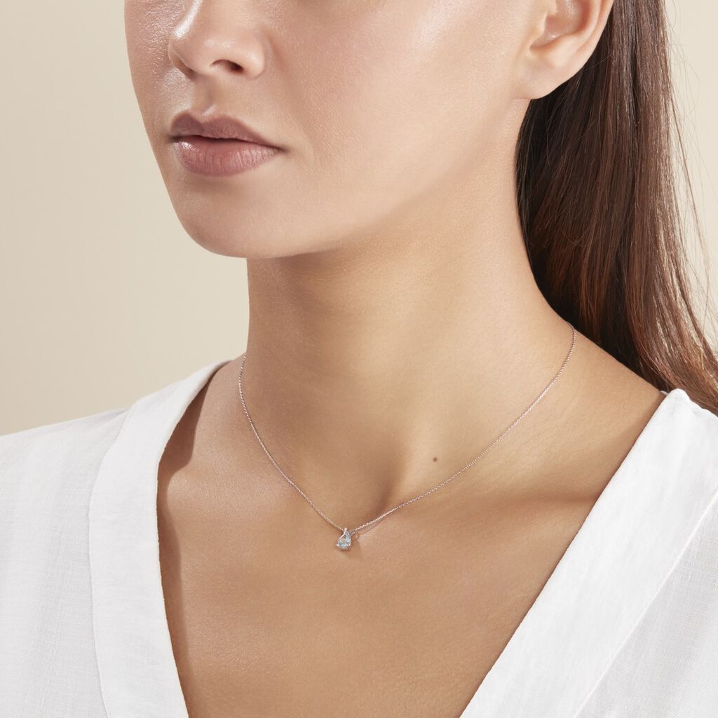 Collier Teresa Or Blanc Topaze Et Diamant - Colliers Femme | Histoire d’Or
