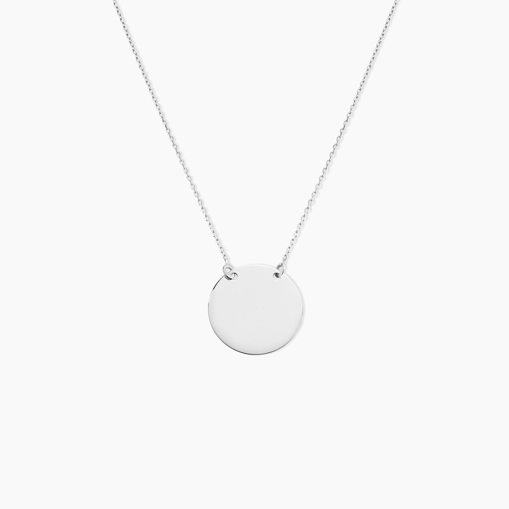Collier Helenia Pastille Gravable Or Blanc - Cadeaux de naissance Enfant | Histoire d’Or