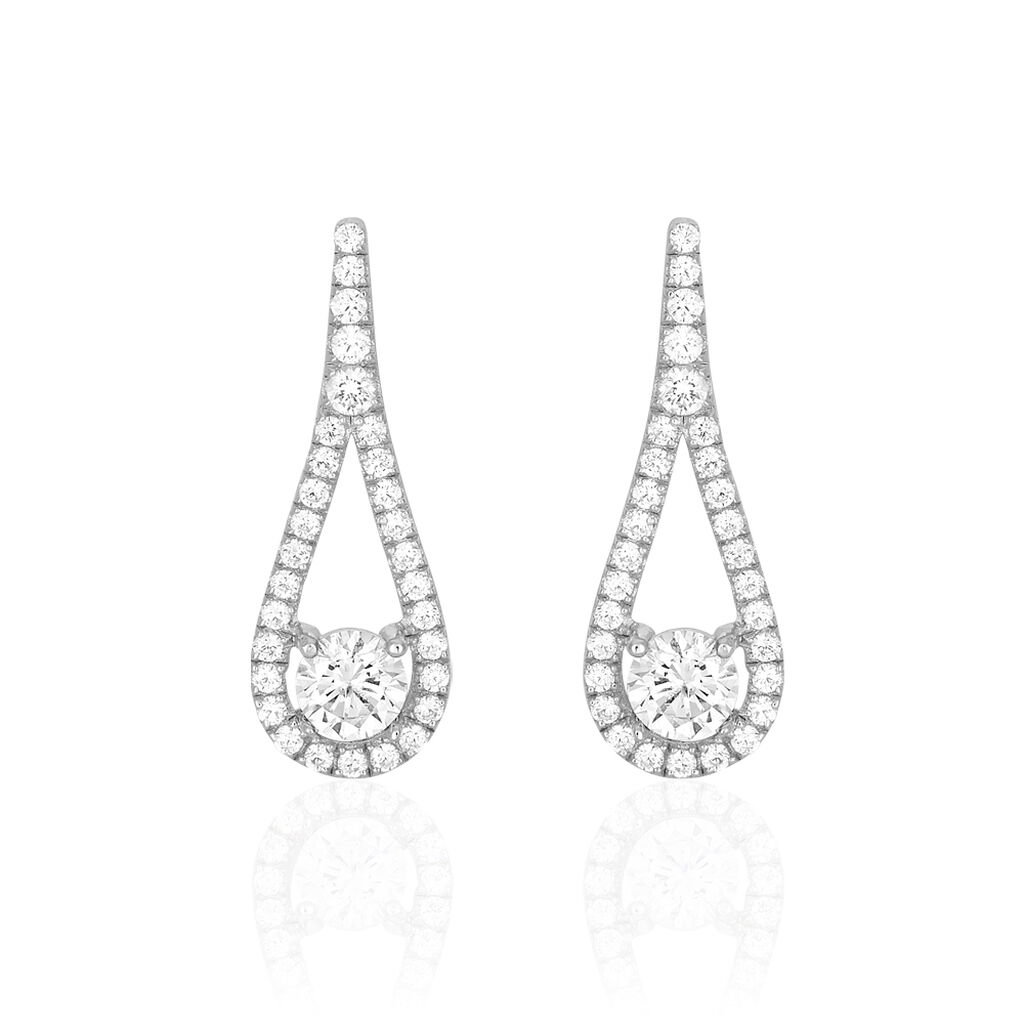 Boucles D'oreilles Pendantes Antonietta Argent  Oxyde De Zirconium - Boucles d'oreilles fantaisie Femme | Histoire d’Or