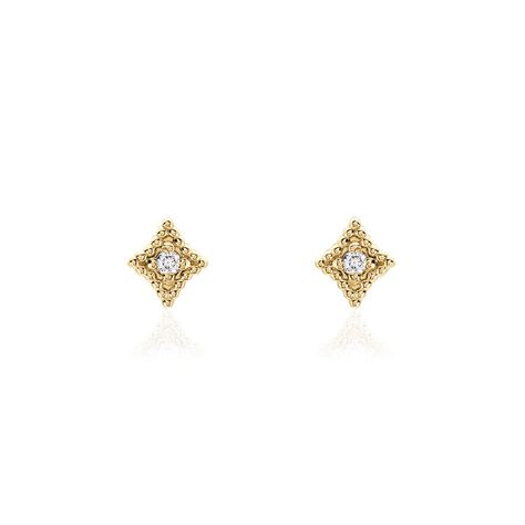 Boucles D'oreilles Puces Horatia Plaqué Or Jaune Oxyde De Zirconium - Boucles d'oreilles fantaisie Femme | Histoire d’Or