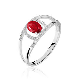 Bague Or Blanc Rubis Et Diamant - Bagues solitaires Femme | Histoire d’Or