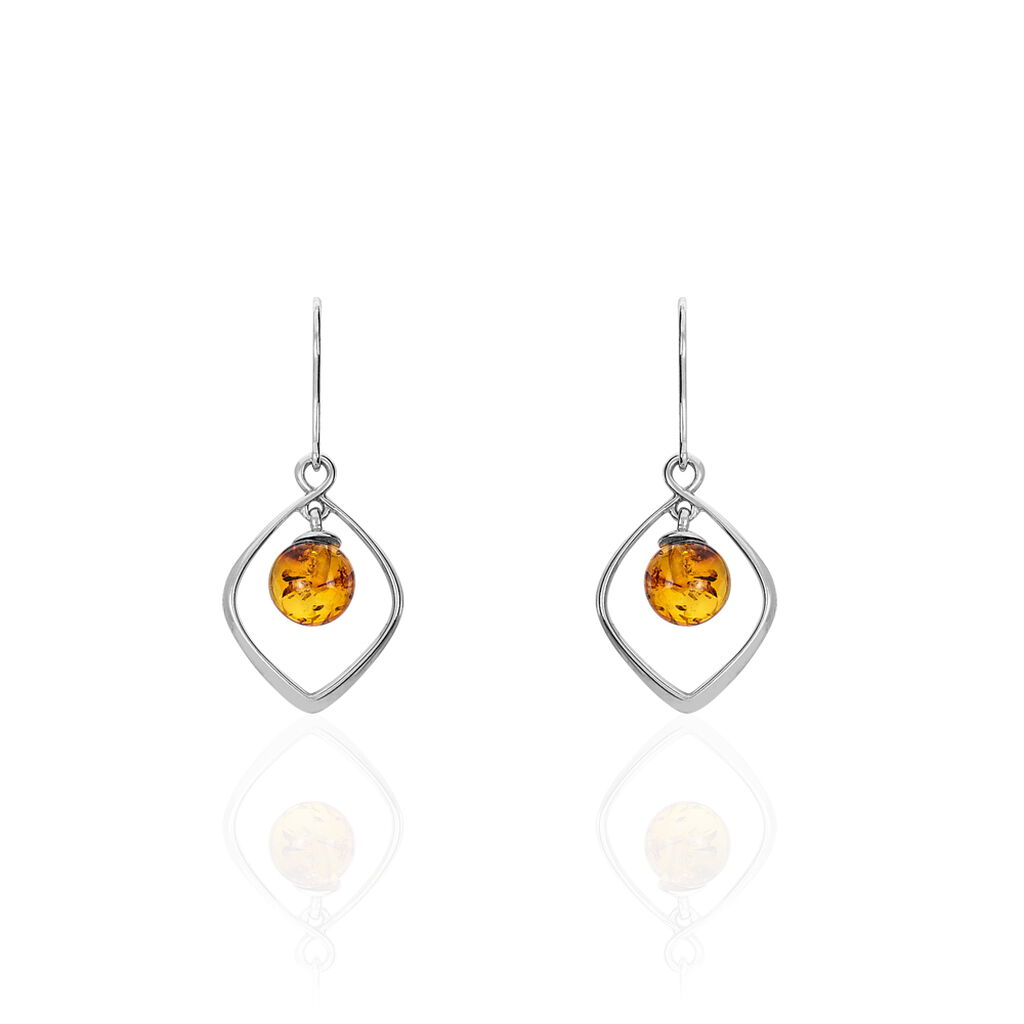 Boucles D'oreilles Pendantes Iva Argent Blanc Ambre - Boucles d'oreilles fantaisie Femme | Histoire d’Or