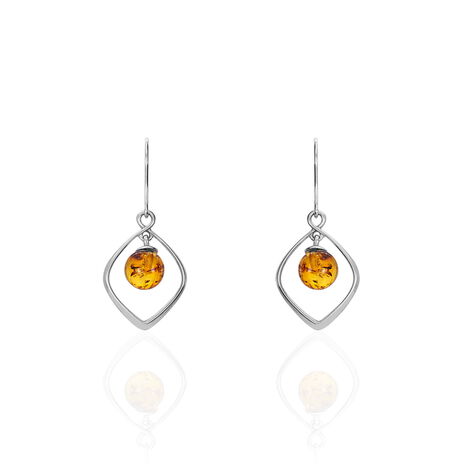 Boucles D'oreilles Pendantes Iva Argent Blanc Ambre - Boucles d'oreilles fantaisie Femme | Histoire d’Or