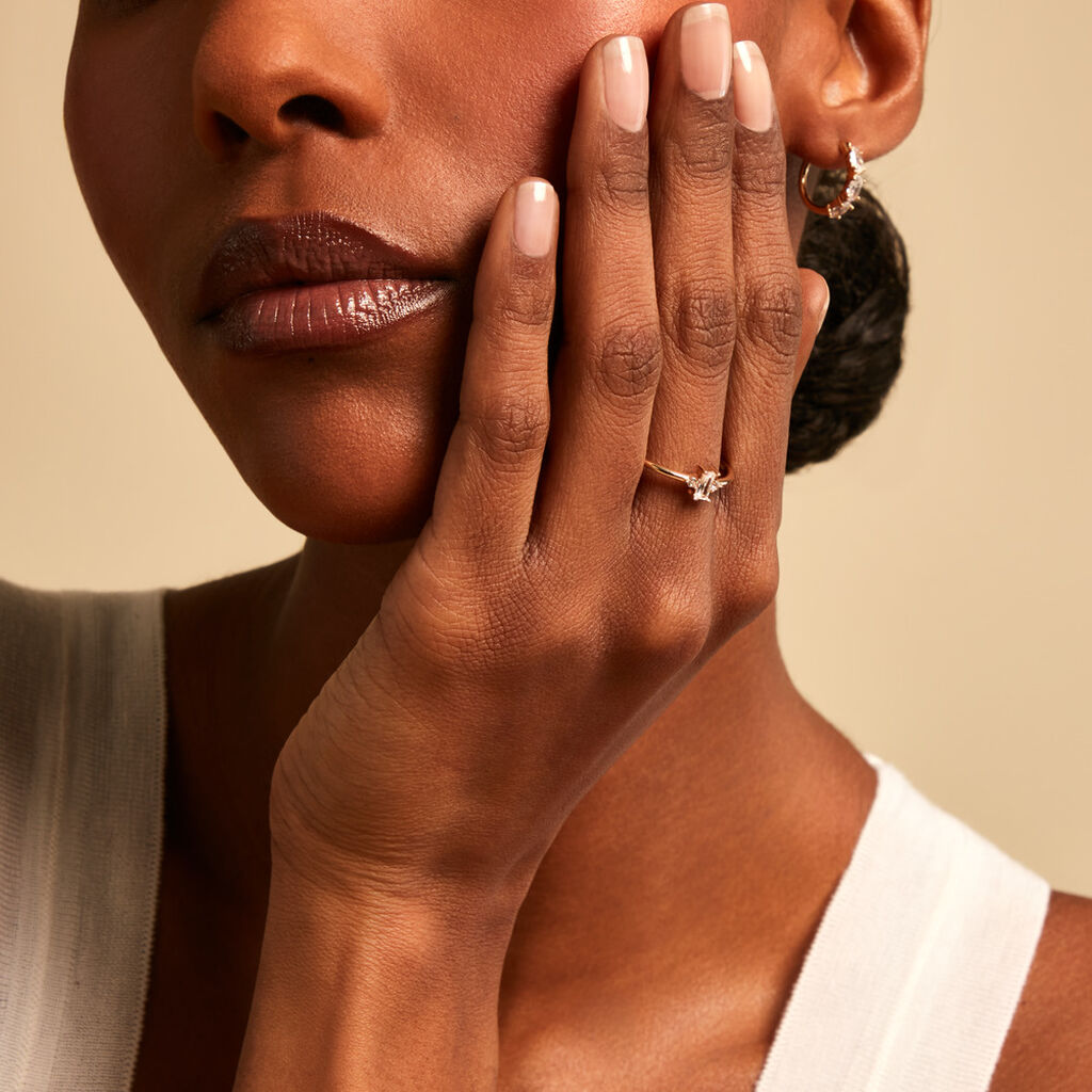 Bague Valentyne Plaque Or Jaune Oxyde De Zirconium - Bagues solitaires Femme | Histoire d&rsquo;Or