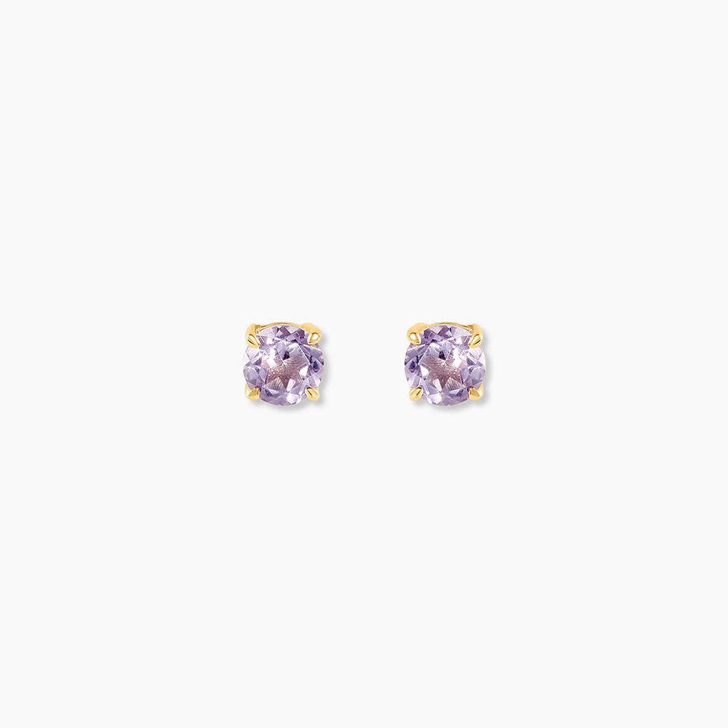 Boucles D'oreilles Puces Elea Or Jaune Amethyste Violet - Clous d'oreilles Femme | Histoire d&rsquo;Or