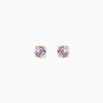 Boucles D'oreilles Puces Elea Or Jaune Amethyste Violet - Clous d'oreilles Femme | Histoire d&rsquo;Or