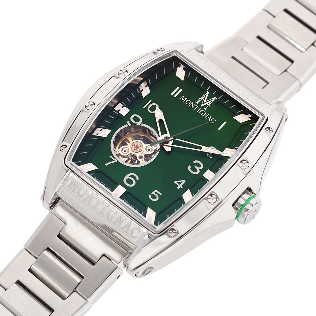 Montre Montignac Tonneau Automatique Vert - Montres Homme | Histoire d&rsquo;Or