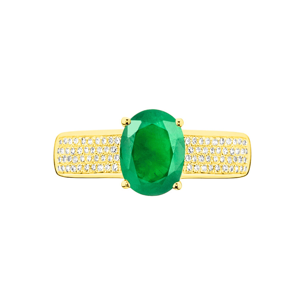 Bague Crista Or Jaune Emeraude Et Diamant - Bagues solitaires Femme | Histoire d&rsquo;Or