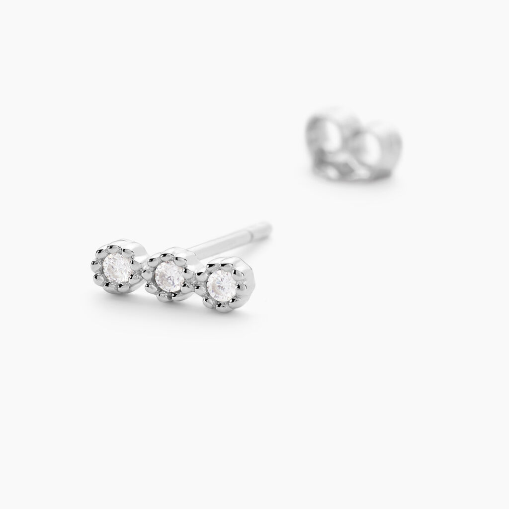 Boucles D'oreilles Puces Janys Argent Blanc Oxyde De Zirconium - Boucles d'oreilles fantaisie Femme | Histoire d’Or