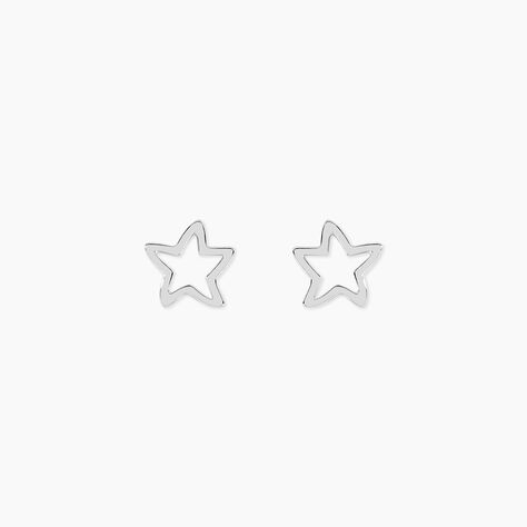 Boucles D'oreilles Puces Alphonsine Etoile De Mer Or Blanc - Clous d'oreilles Femme | Histoire d’Or