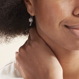 Boucles D'oreilles Pendantes Loona Argent Blanc - Boucles d'oreilles fantaisie Femme | Histoire d’Or