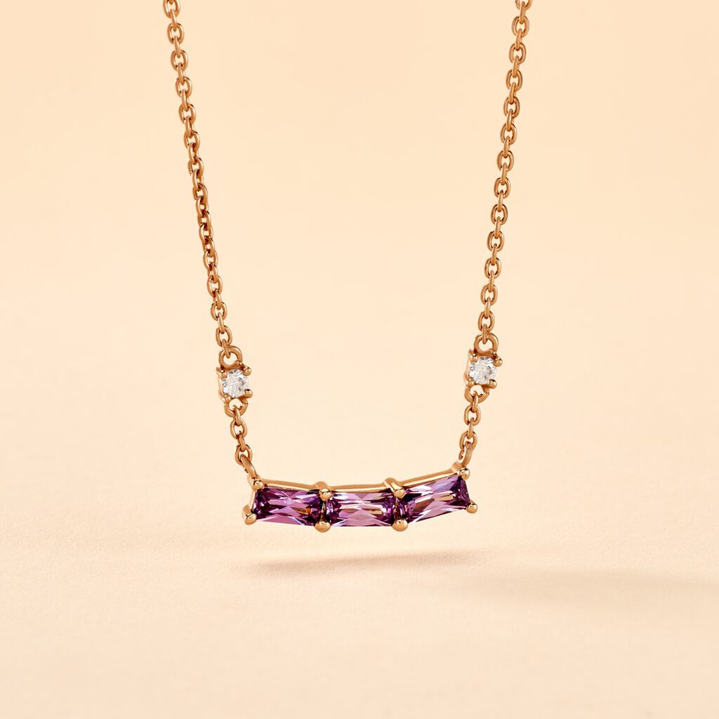 Collier Purple Mood Argent Rose Oxyde De Zirconium - Colliers fantaisie Femme | Histoire d’Or