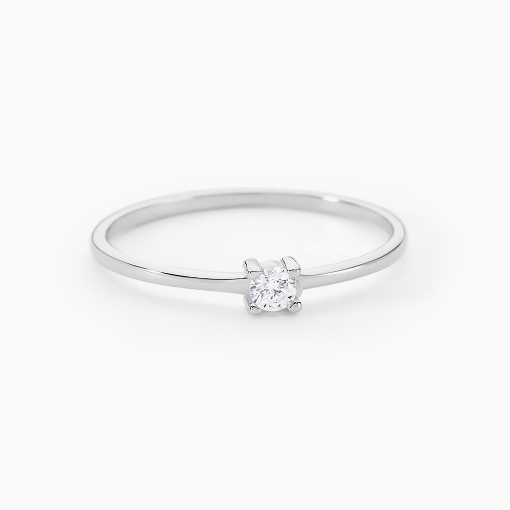 Bague Solitaire 1er Solitaire Argent Blanc Oxyde De Zirconium - Bagues solitaires Femme | Histoire d&rsquo;Or