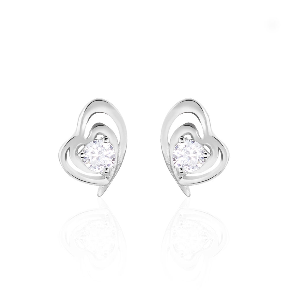 Boucles D'oreilles Puces Alou Argent Blanc Oxyde De Zirconium - Boucles d'oreilles fantaisie Femme | Histoire d’Or