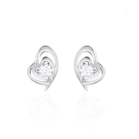 Boucles D'oreilles Puces Alou Argent Blanc Oxyde De Zirconium - Boucles d'oreilles fantaisie Femme | Histoire d’Or