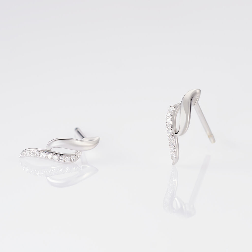 Boucles D'oreilles Puces Callum Or Blanc Diamant - Clous d'oreilles Femme | Histoire d&rsquo;Or