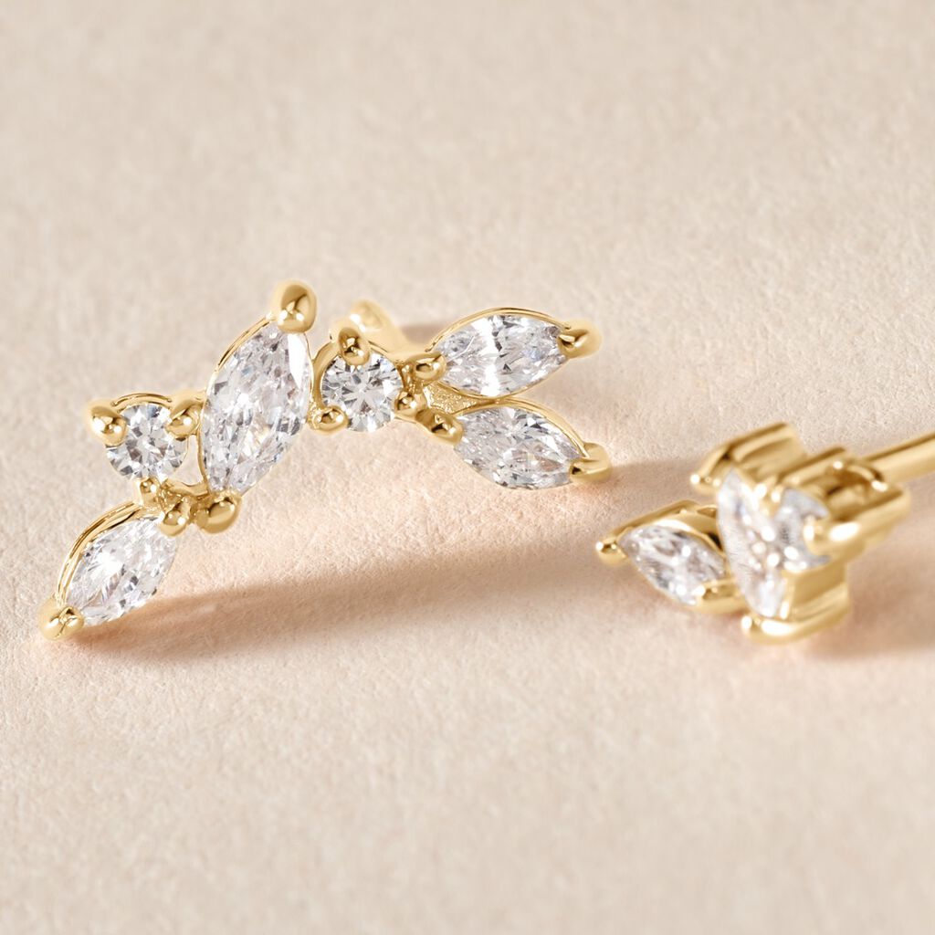 Boucles D'oreilles D&eacute;pareill&eacute;es Jardins D'hiver Plaqu&eacute; Or Oxyde - Boucles d'oreilles fantaisie Femme | Histoire d&rsquo;Or