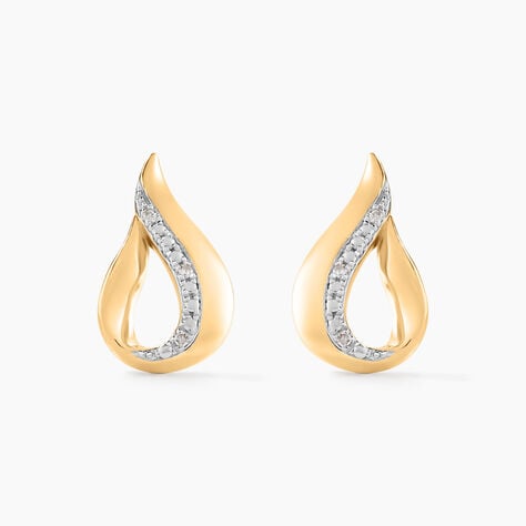 Boucles D'oreilles Puces Goccie Or Jaune Diamant - Clous d'oreilles Femme | Histoire d&rsquo;Or