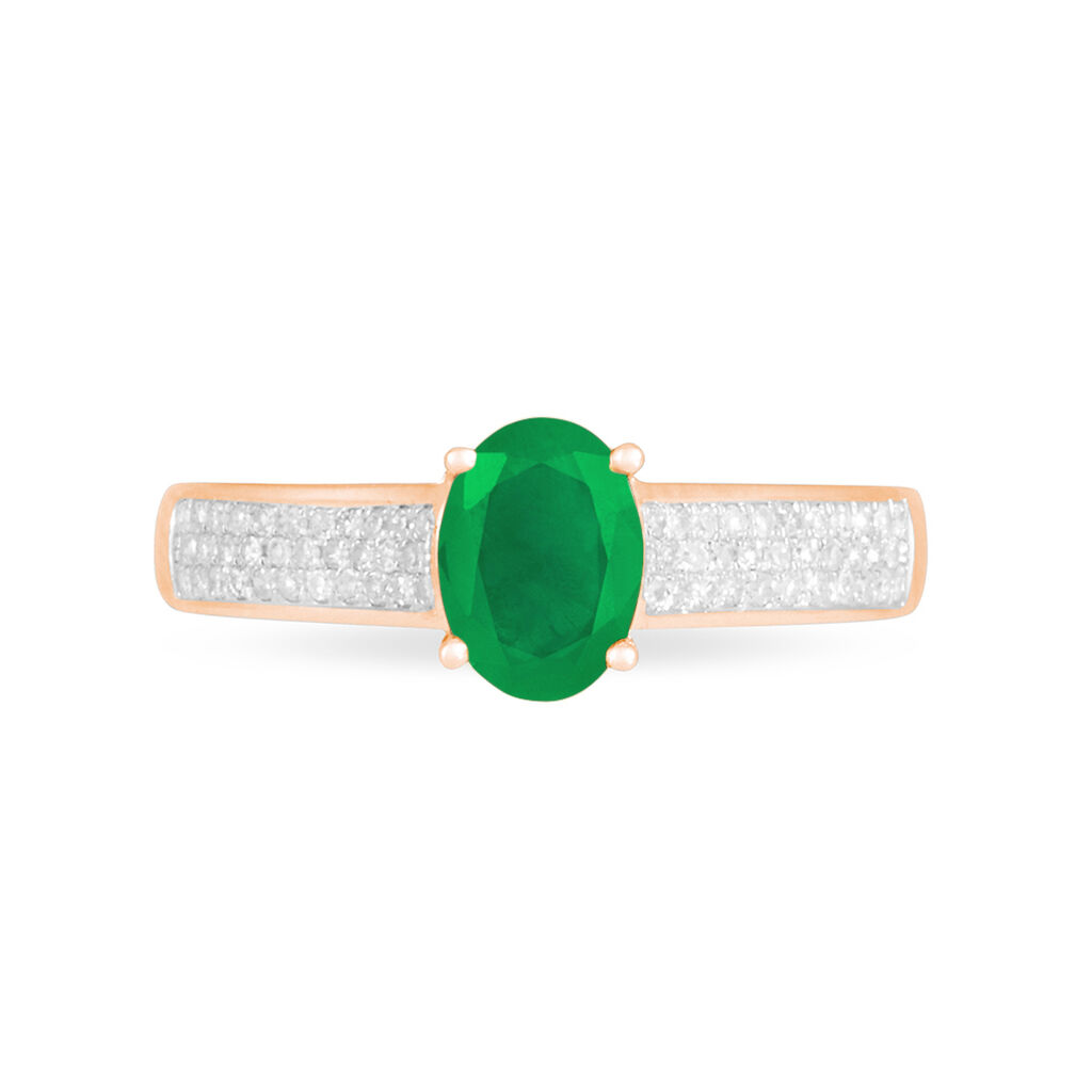 Bague Crista Or Rose Emeraude Et Diamant - Bagues solitaires Femme | Histoire d’Or