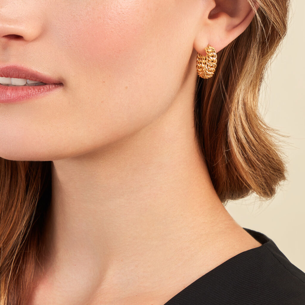 Créoles Jimmy Or Jaune - Boucles d'oreilles créoles Femme | Histoire d’Or