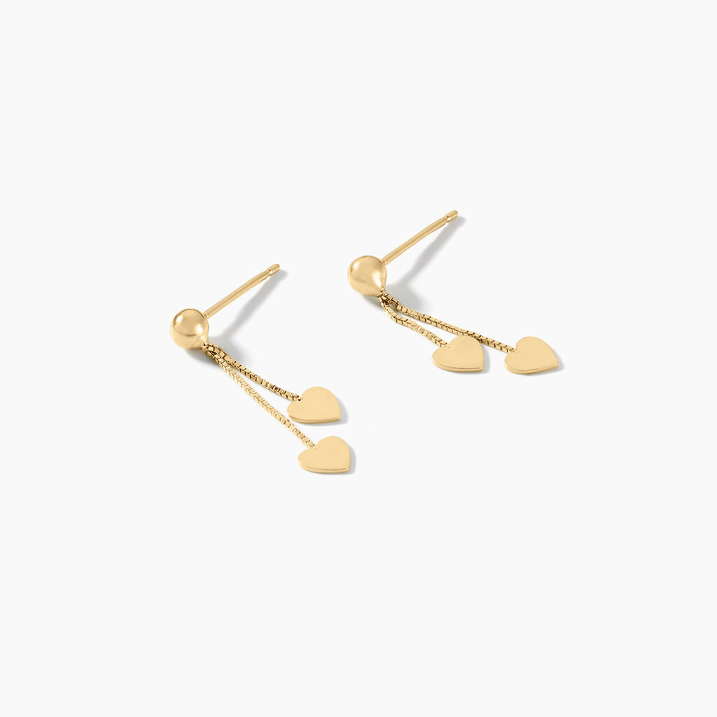 Boucles D'oreilles Pendantes Anne-maudae Pendantes Coeurs Or Jaune - Boucles d'oreilles pendantes Femme | Histoire d’Or
