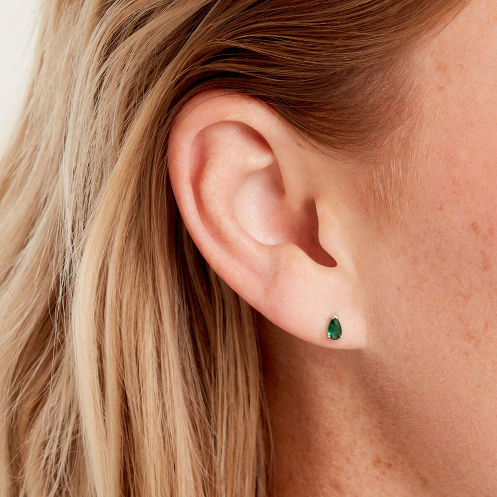 Boucles D'Oreilles Puces Ma&euml;llys Argent Blanc Oxyde De Zirconium - Boucles d'oreilles fantaisie Femme | Histoire d&rsquo;Or