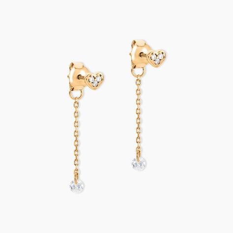 Boucles D'Oreilles Pendantes Isolia Plaqu&eacute; Or Jaune Oxyde De Zirconium - Boucles d'oreilles fantaisie Femme | Histoire d&rsquo;Or