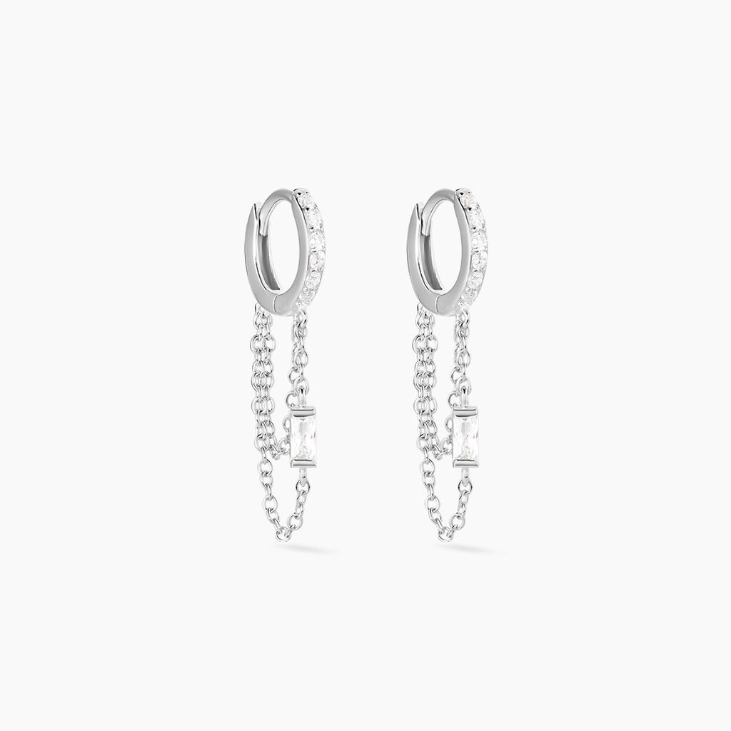 Créole Argent Blanc Javier Oxydes De Zirconium - Boucles d'oreilles créoles Femme | Histoire d’Or