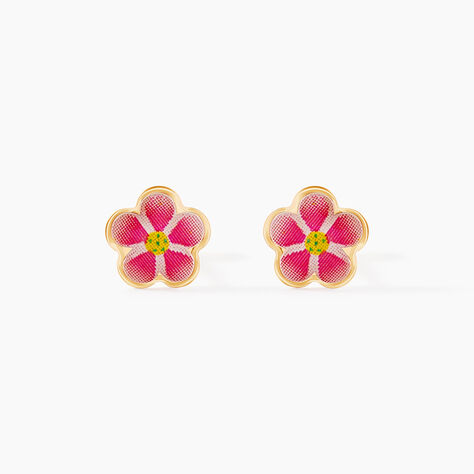 Boucles D'oreilles Puces Syna Fleur Or Jaune - Clous d'oreilles Enfant | Histoire d&rsquo;Or