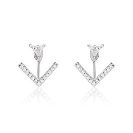 Boucles D'oreilles Puces Sabe Argent Blanc Oxyde - Boucles d'oreilles fantaisie Femme | Histoire d’Or