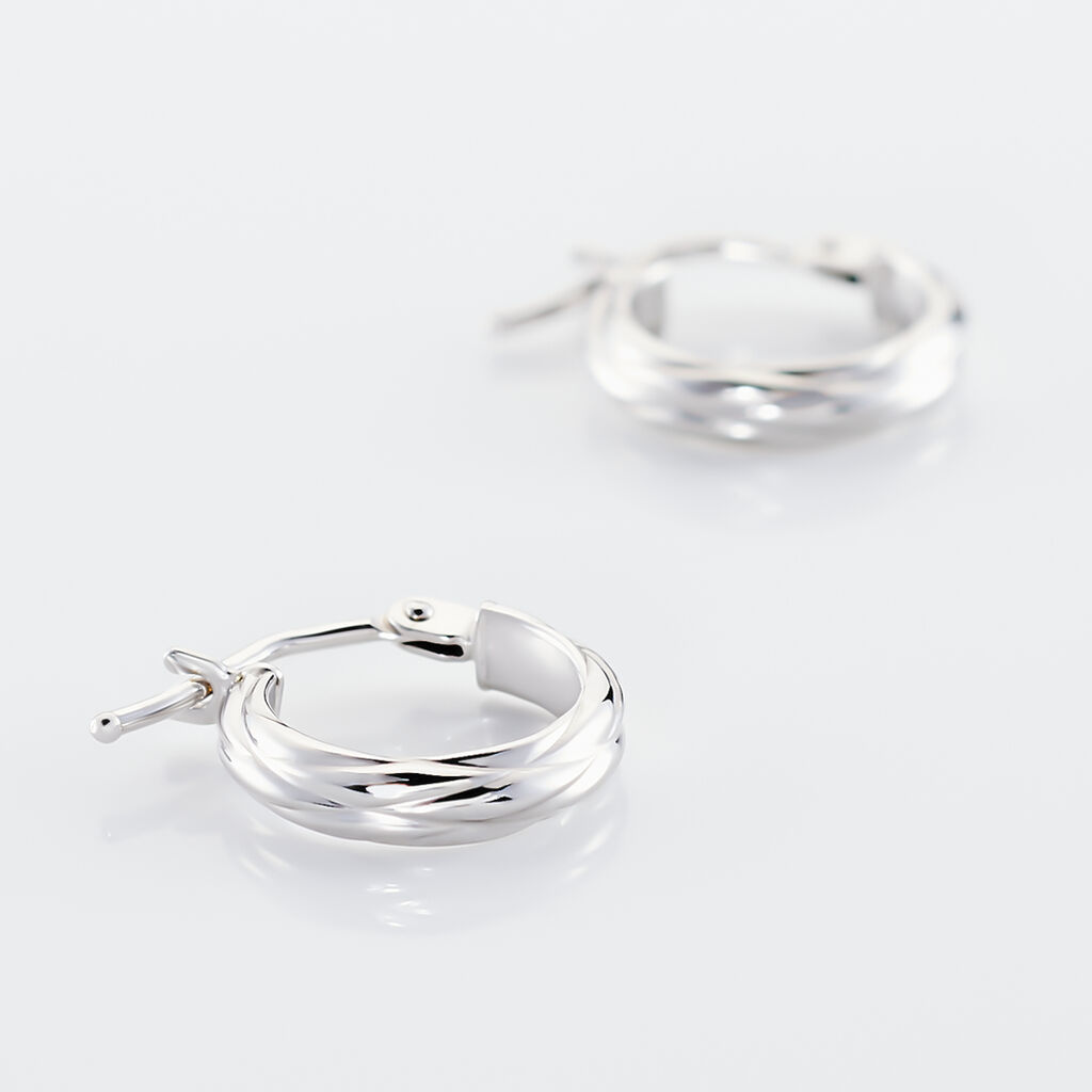 Créoles Ananas Or Blanc - Boucles d'oreilles créoles Femme | Histoire d’Or