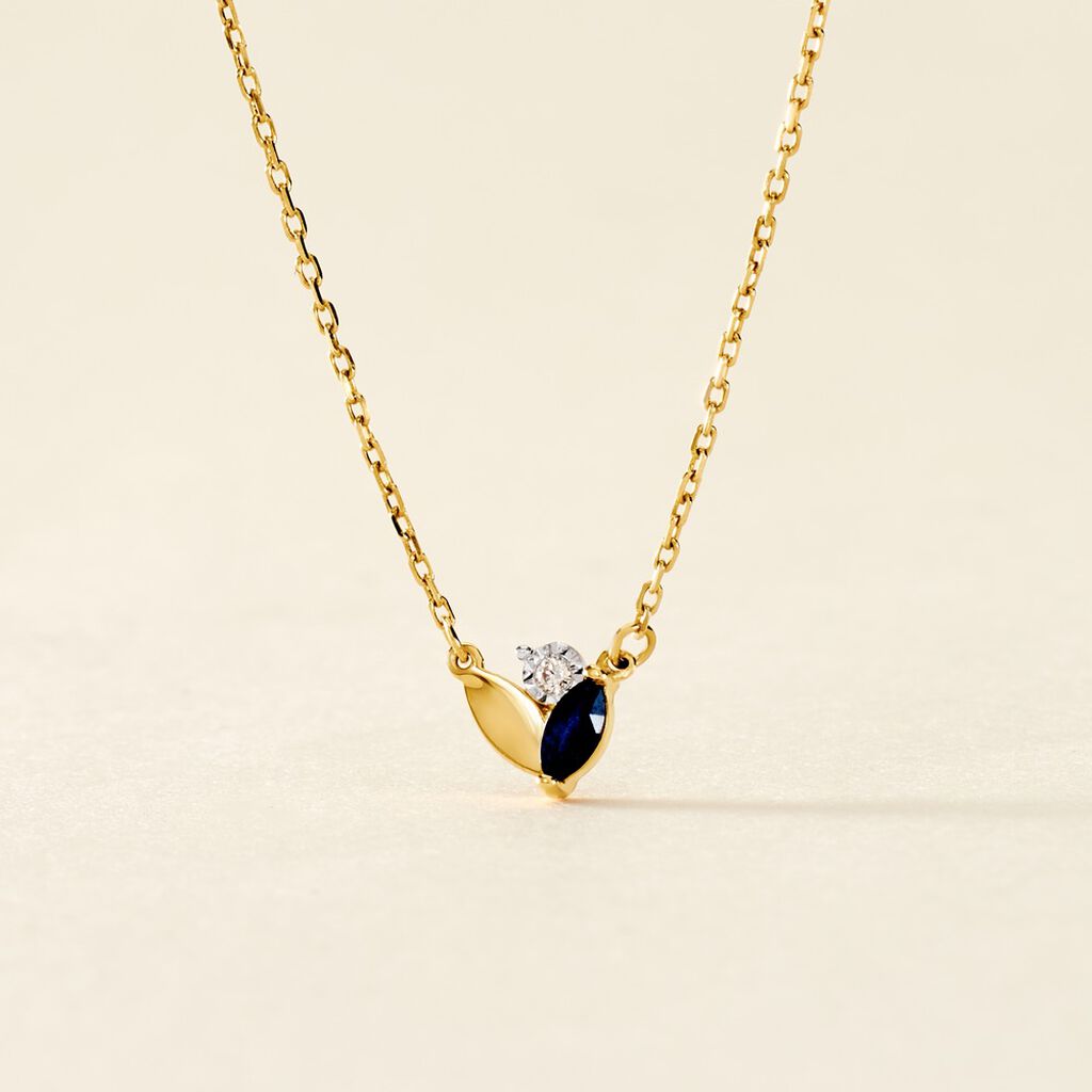Collier Tameka Or Bicolore Saphir Diamant - Colliers Femme | Histoire d’Or