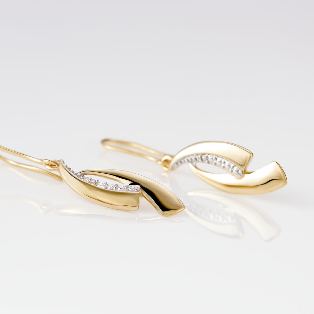 Boucles D'oreilles Pendantes Aube Or Bicolore Diamant - Boucles d'oreilles pendantes Femme | Histoire d’Or