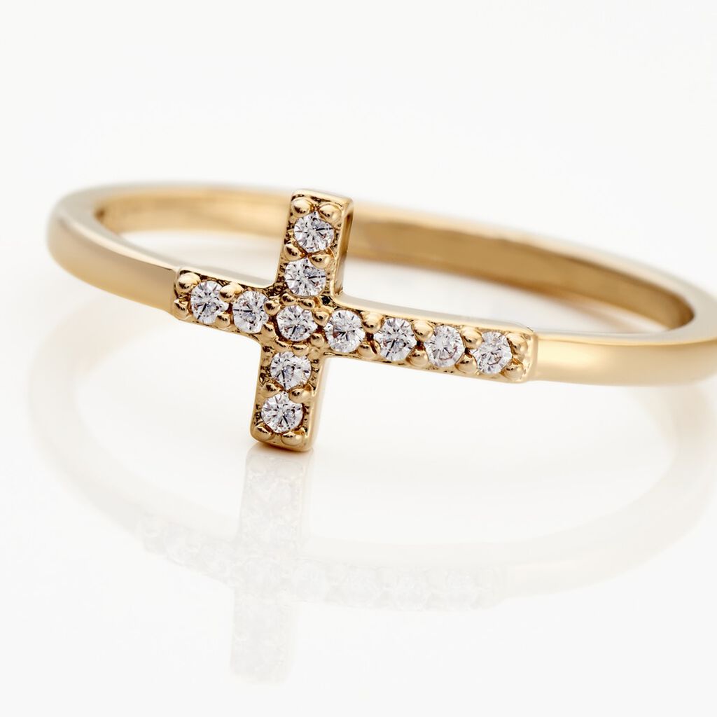 Bague Fatos Plaqu&eacute; Or Jaune Oxyde De Zirconium - Bagues avec pierre Femme | Histoire d&rsquo;Or