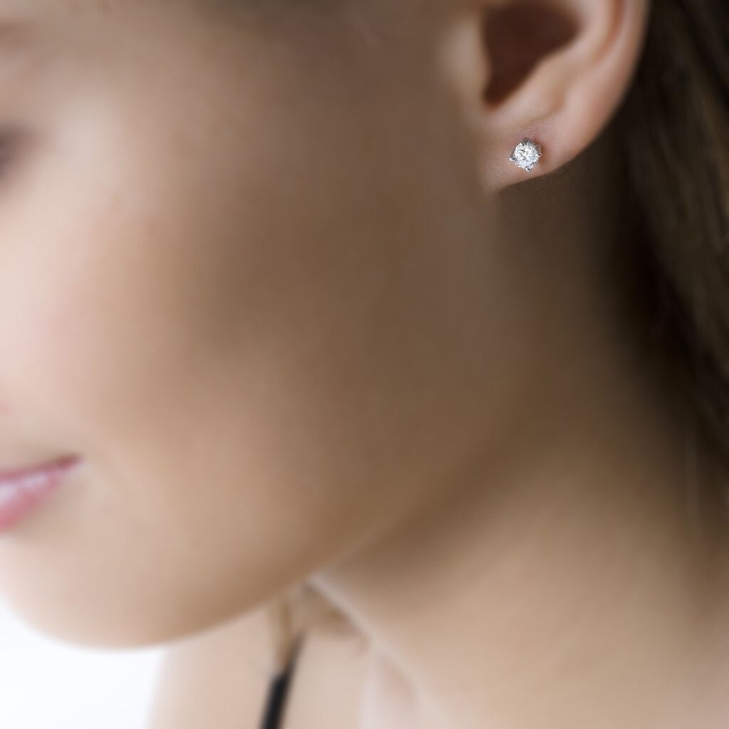 Boucles D'oreilles Puces Victoria Or Blanc Diamant - Clous d'oreilles Femme | Histoire d’Or