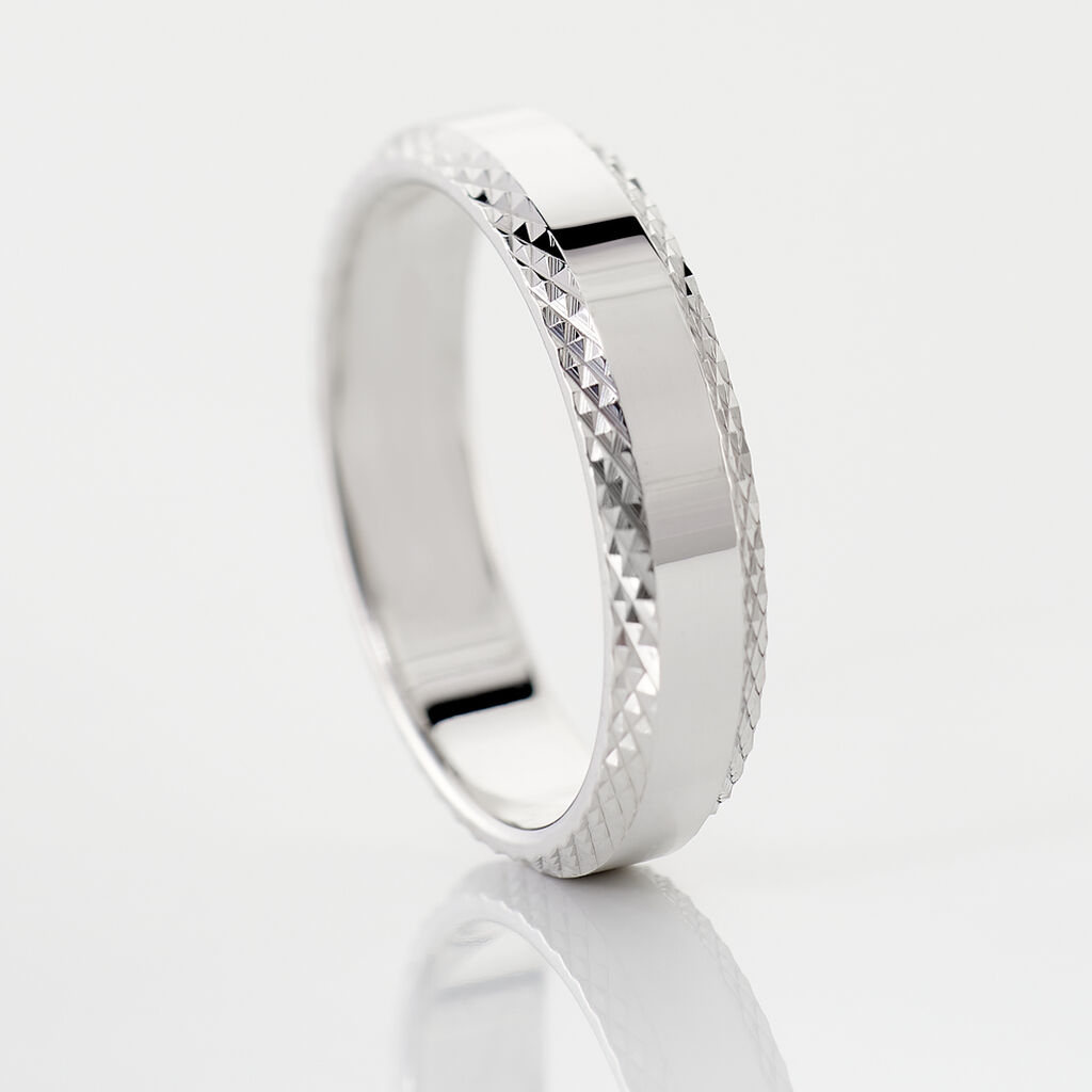 Alliance Beritan Demi Jonc Classique Argent Blanc - Alliances Famille | Histoire d’Or