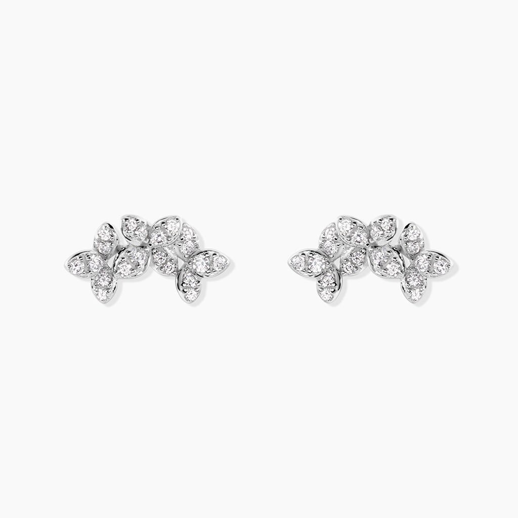 Boucles D'Oreilles Puces Sephine Argent Blanc Oxyde De Zirconium - Boucles d'oreilles fantaisie Femme | Histoire d&rsquo;Or