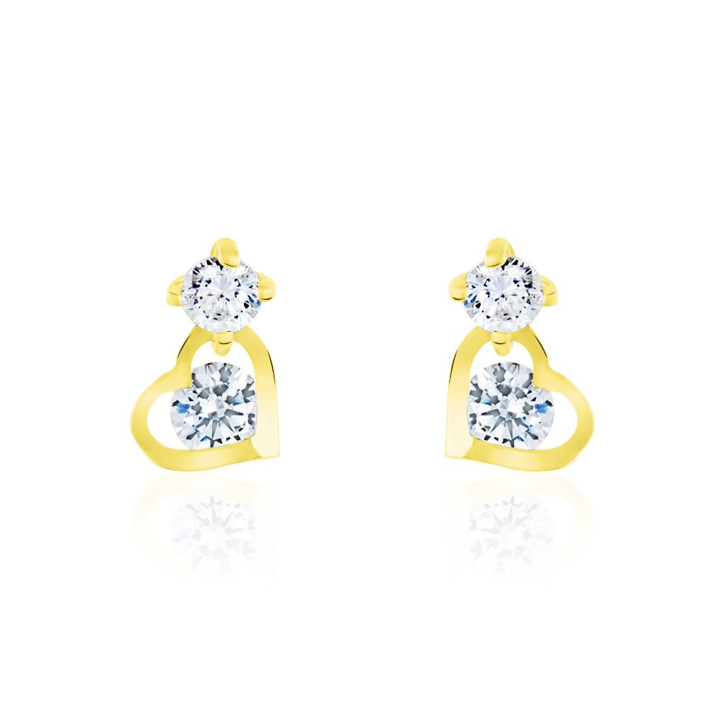 Boucles D'oreilles Pendantes Ludyvine Or Jaune Oxyde De Zirconium - Boucles d'oreilles pendantes Femme | Histoire d’Or