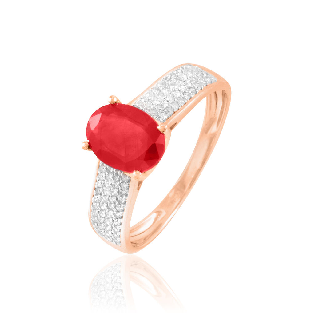 Bague Crista Or Rose Rubis Et Diamant - Bagues solitaires Femme | Histoire d’Or