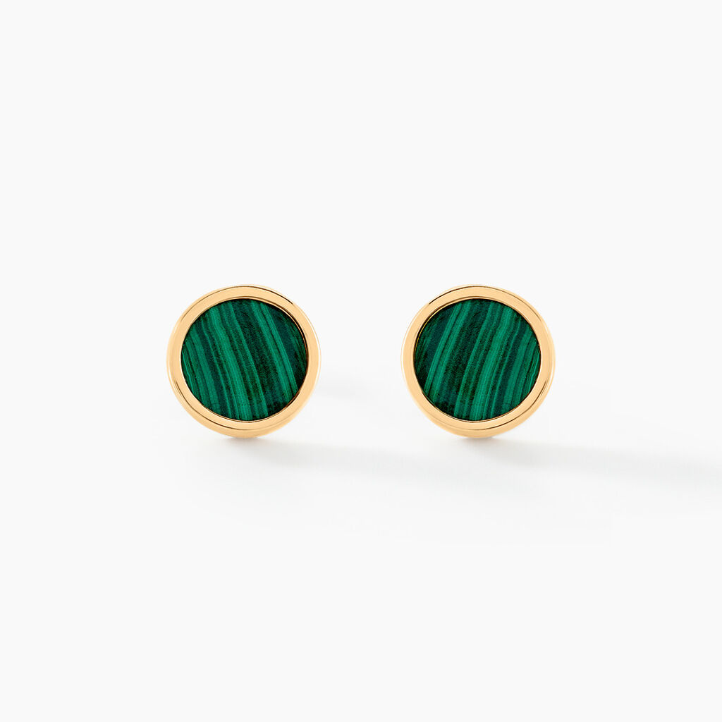 Boucles D'oreilles Puces Florica Or Jaune Malachite - Clous d'oreilles Femme | Histoire d’Or