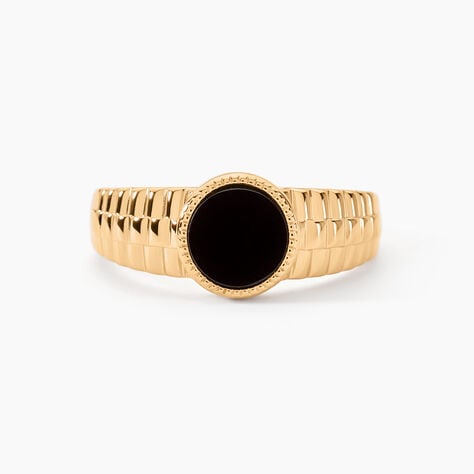 Chevali&egrave;re Plaqu&eacute; Or Jaune Haakon Onyx - Bagues solitaires Homme | Histoire d&rsquo;Or