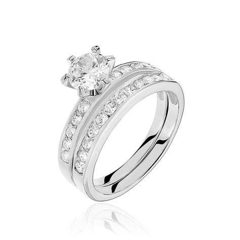 Bague Double Jeu Argent Blanc Oxyde De Zirconium - Bagues solitaires Femme | Histoire d’Or